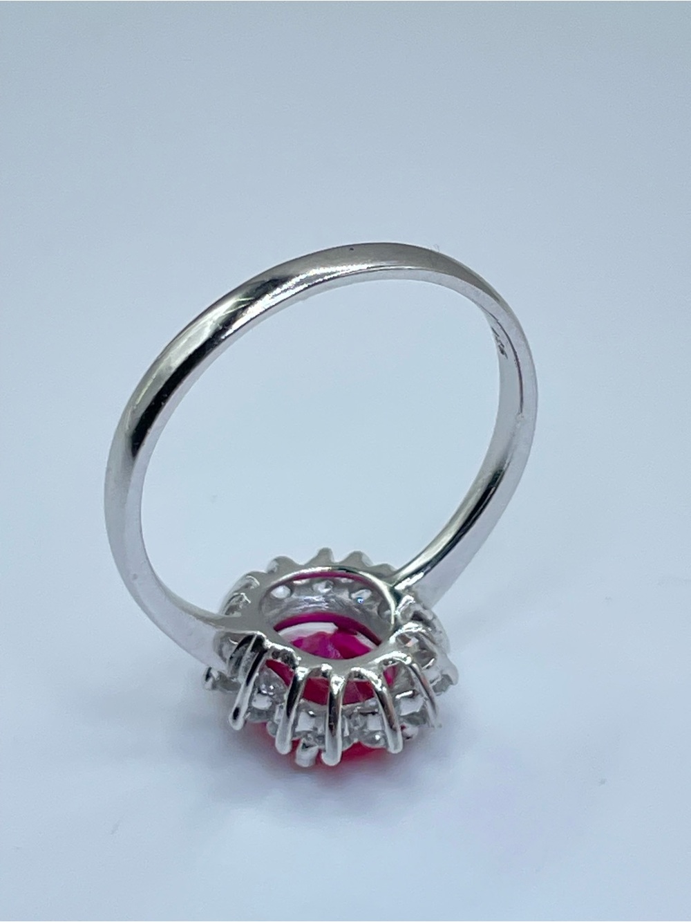 Stunning Stauer 925 Sterling Silver Ruby Oval Halo Ring Size 8 - Picture 12 of 12